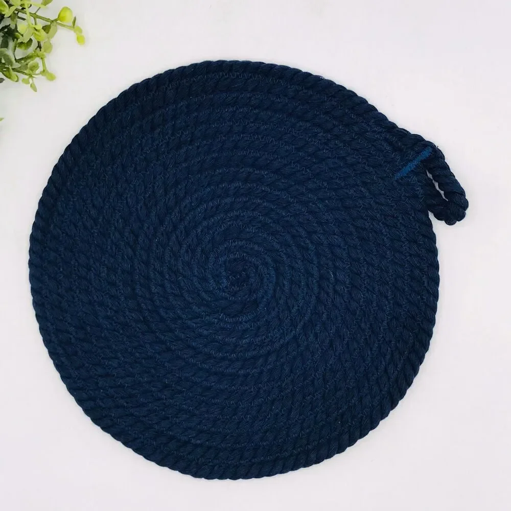 Trivet, Finger Hotpad, 2 Square Potholders, and Scrubbie, Navy Blue, 5 Piece Set